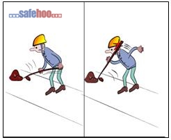 鐵釬撬粘溝鐵反彈，造成臉部傷害