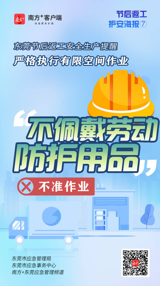 （應急）安全生產(chǎn)護航海報⑦@東莞有限空間企業(yè)，嚴格執(zhí)行作業(yè)“七個不準”  南方+ 何建文 制圖