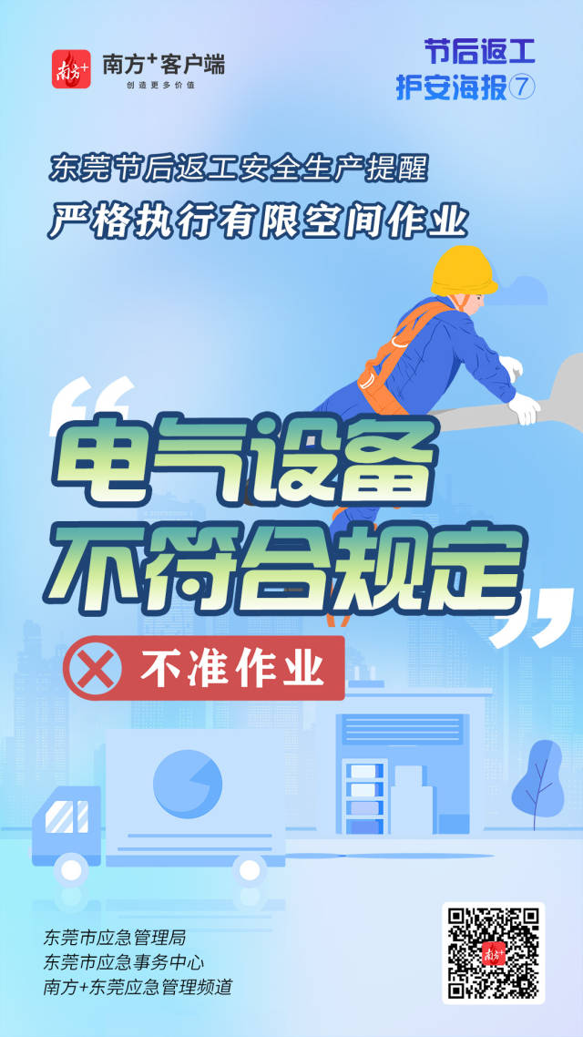 （應急）安全生產(chǎn)護航海報⑦@東莞有限空間企業(yè)，嚴格執(zhí)行作業(yè)“七個不準”  南方+ 何建文 制圖