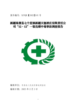 新疆天塞酒莊有限責(zé)任公司“12·12”一氧化碳中毒事故調(diào)查報(bào)告