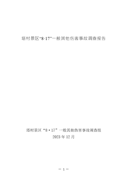 塔村景區(qū)“8·17”一般其他傷害事故調(diào)查調(diào)查報(bào)告